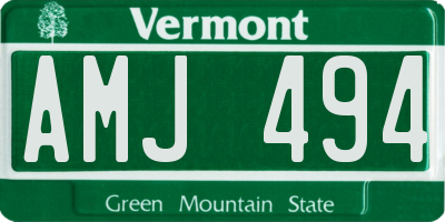 VT license plate AMJ494