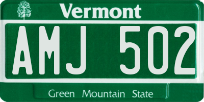 VT license plate AMJ502