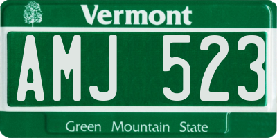 VT license plate AMJ523
