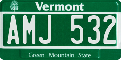 VT license plate AMJ532