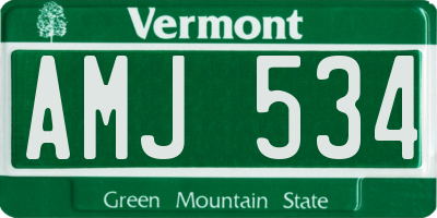 VT license plate AMJ534