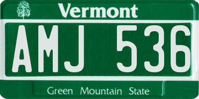 VT license plate AMJ536