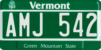 VT license plate AMJ542