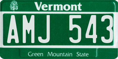 VT license plate AMJ543