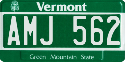 VT license plate AMJ562