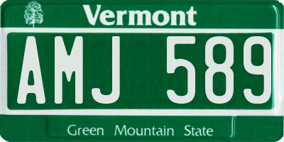 VT license plate AMJ589