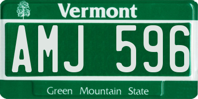 VT license plate AMJ596