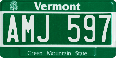 VT license plate AMJ597