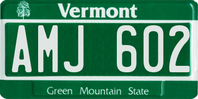 VT license plate AMJ602