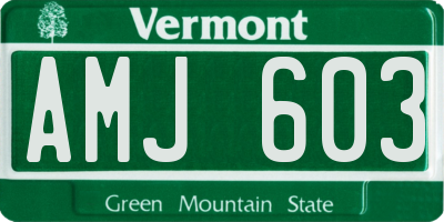 VT license plate AMJ603