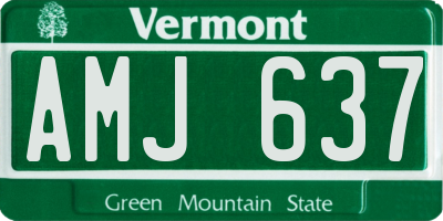 VT license plate AMJ637