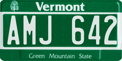 VT license plate AMJ642