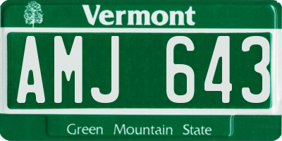 VT license plate AMJ643