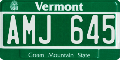 VT license plate AMJ645
