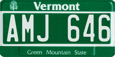 VT license plate AMJ646