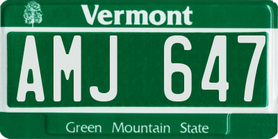 VT license plate AMJ647