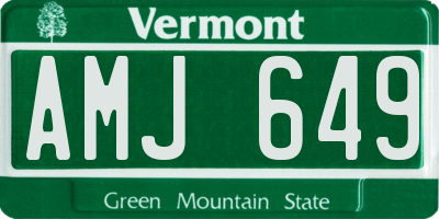 VT license plate AMJ649