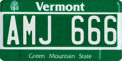 VT license plate AMJ666