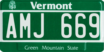 VT license plate AMJ669