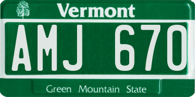 VT license plate AMJ670