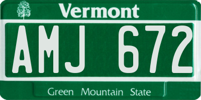 VT license plate AMJ672