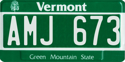 VT license plate AMJ673