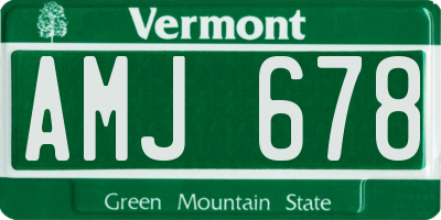 VT license plate AMJ678