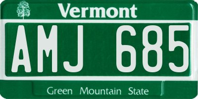 VT license plate AMJ685