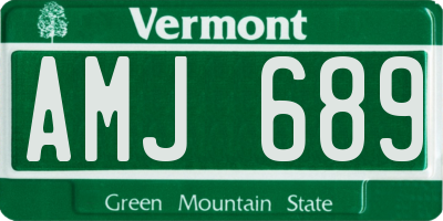 VT license plate AMJ689