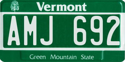 VT license plate AMJ692