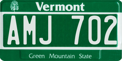 VT license plate AMJ702