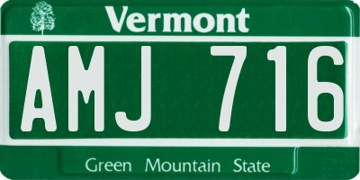 VT license plate AMJ716