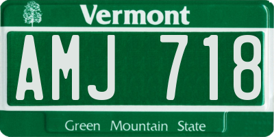 VT license plate AMJ718