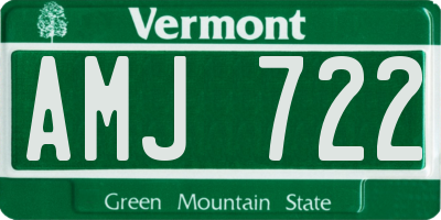 VT license plate AMJ722