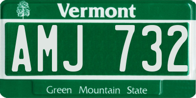 VT license plate AMJ732