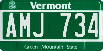 VT license plate AMJ734