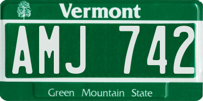 VT license plate AMJ742