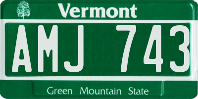 VT license plate AMJ743