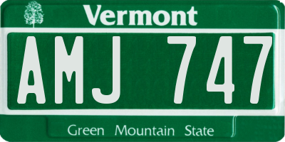 VT license plate AMJ747