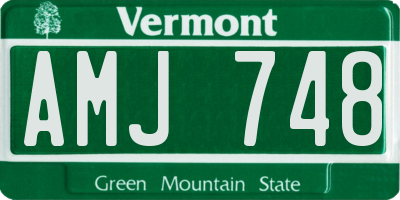 VT license plate AMJ748