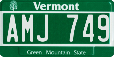 VT license plate AMJ749
