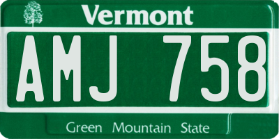 VT license plate AMJ758