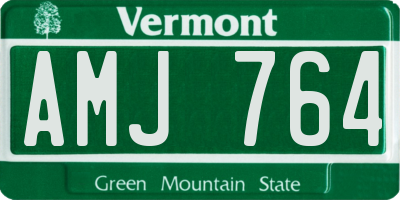VT license plate AMJ764