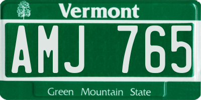 VT license plate AMJ765
