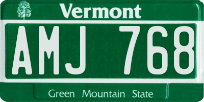 VT license plate AMJ768