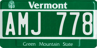 VT license plate AMJ778