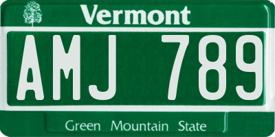 VT license plate AMJ789