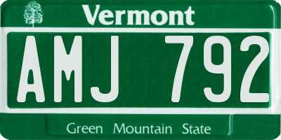 VT license plate AMJ792