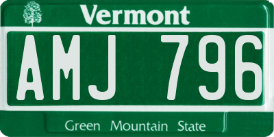 VT license plate AMJ796