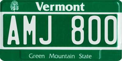 VT license plate AMJ800